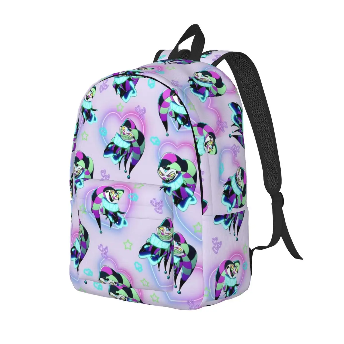 

Fizzarolli Fizz Neon Hearts And Stars Helluva Boss Backpack Daypack Large Capacity Children BookBag School Bag Shoulder