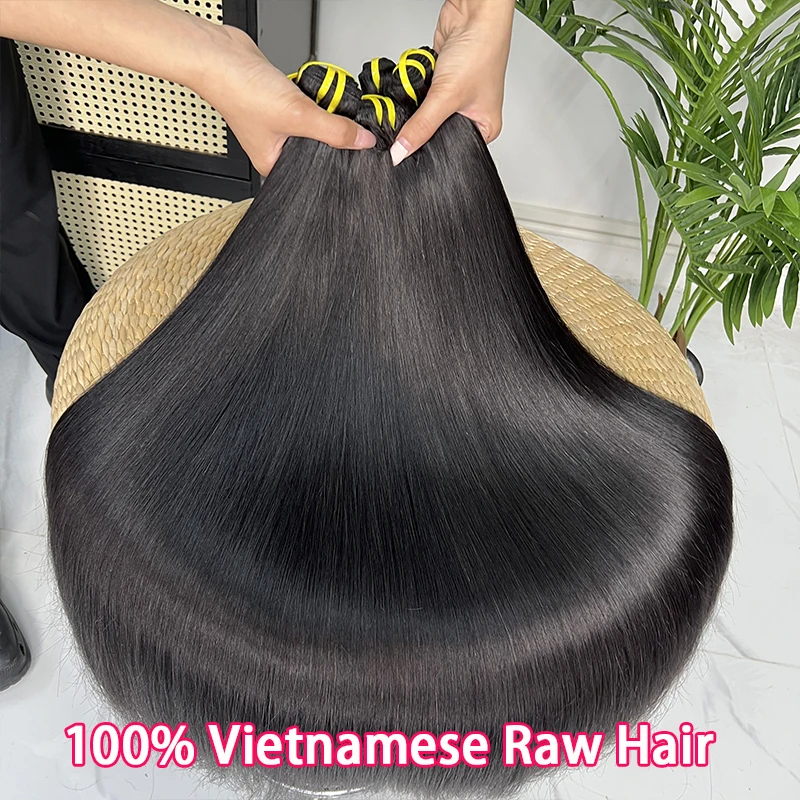 16A Vietnamesisches Rohhaar, knochenglatte Bündel, 100 % unbehandelte Echthaarverlängerungen, doppelt gewebt, 10-36 Zoll, Naturfarbe # 1B – Detail 3