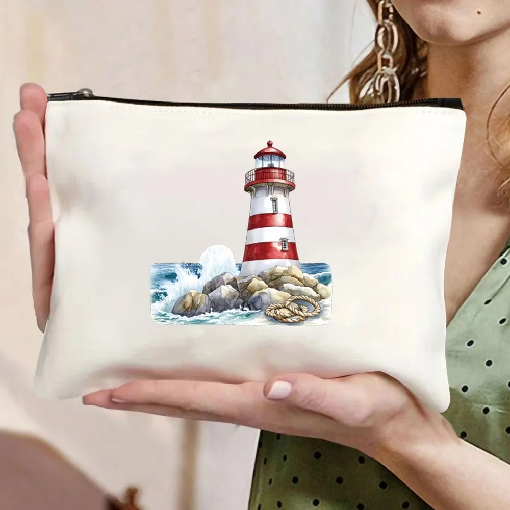 Chic Canvas Surf Sailboat Print Makeup Bag, Fade‑Resistant Zipper Pouch for Travel Stationery Snacks, Perfect Gift for Sisters F