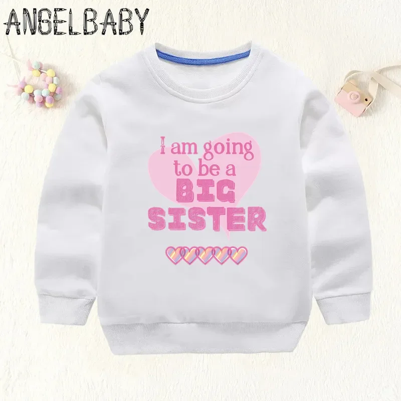 I\'m Being Promoted To Big Sister 2024 Print Kids Sweatshirts Announcement Mommy Pregnant Girls Clothes Baby Children Hoodies