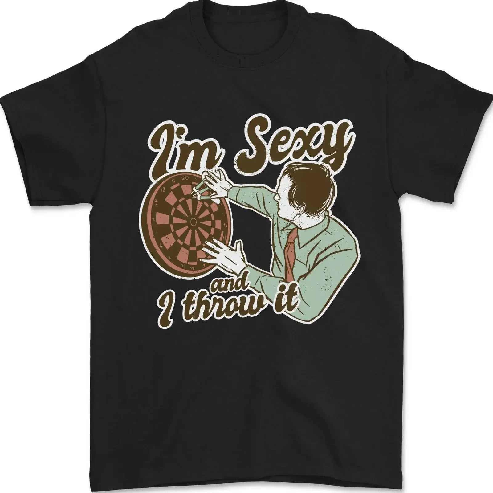 I'm Sexy and I Throw It Funny Darts Player Mens T Shirt 100 Cotton vintage Washed Unisex Soft Top For Everyday Wear streetwear