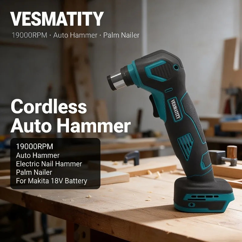 Vesmatity 19000RPM Cordless Auto Hammer Electric Nail Hammer Palm Nailer For Makita 18V Battery