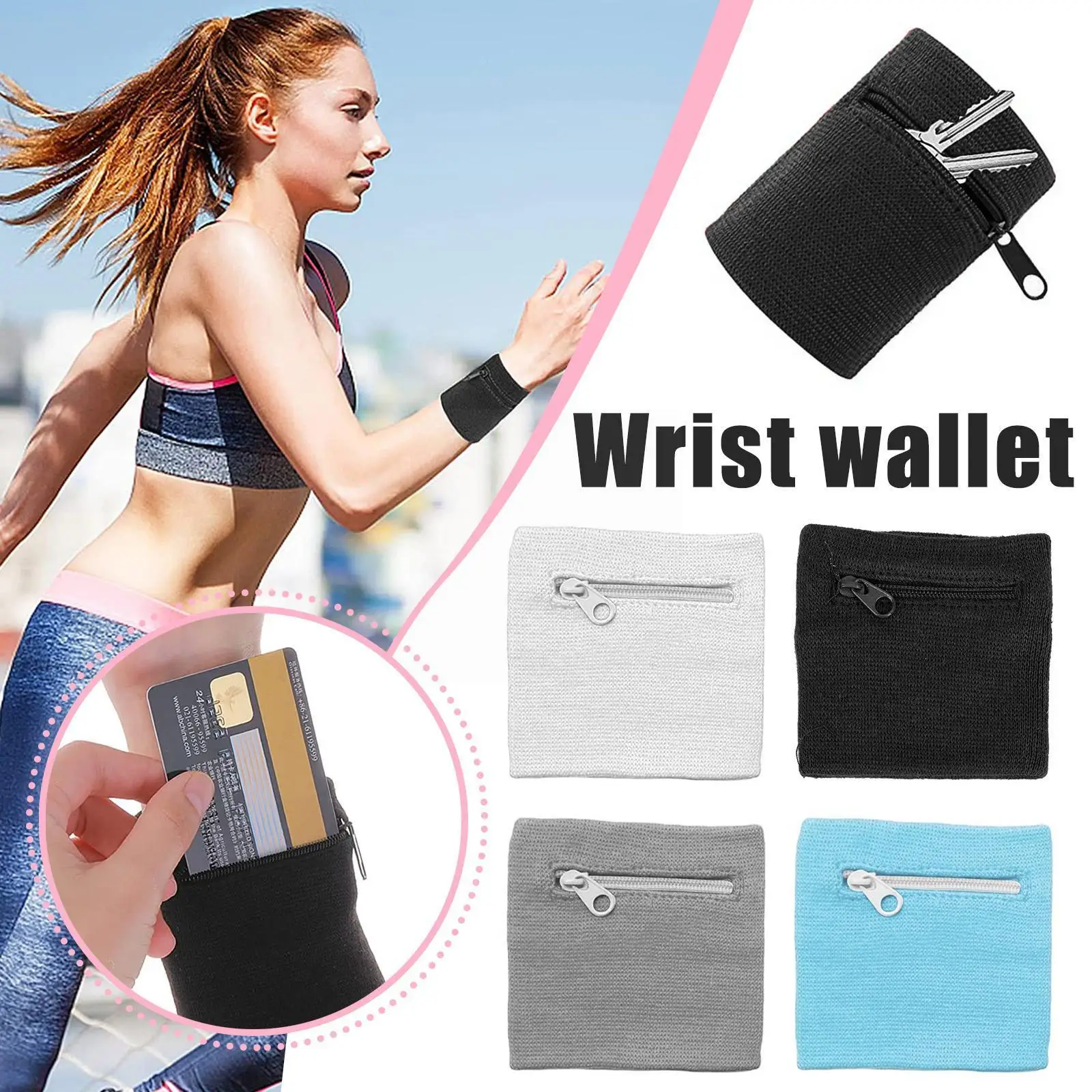 Zipper Wallet Wristband Wrist Wallet Pouch Band Zipper Sport Safe Mini Bag Running Fabric 2022 Bag Unisex Cycling Wallet Tr M2g6