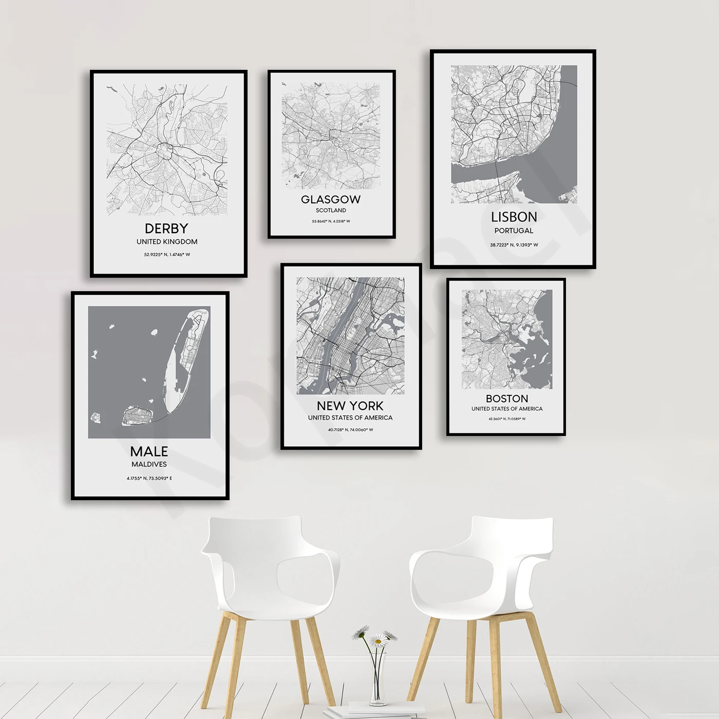 Boston Philadelphia New York Glasgow Rome San Francisco Lisburn Madison Lisbon Derby Brisbane. City Travel Map Poster