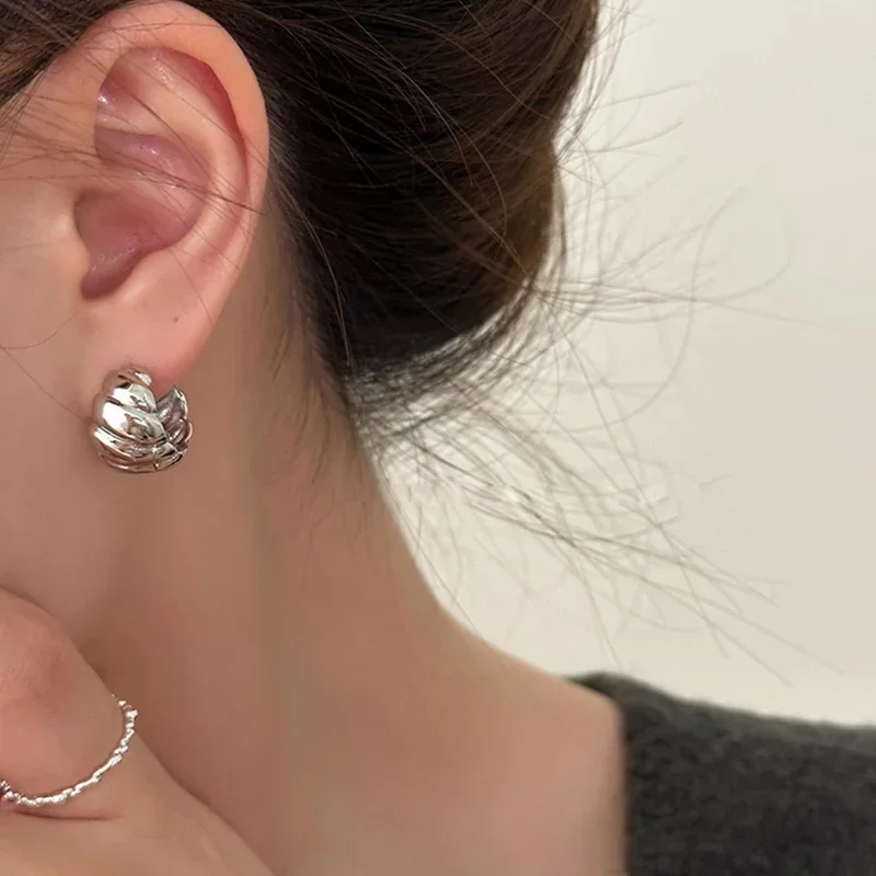 PONYKISS 925 فضة 18K الذهب مشوه هندسية هوب أقراط للنساء الحد الأدنى غرامة مجوهرات خمر اكسسوارات