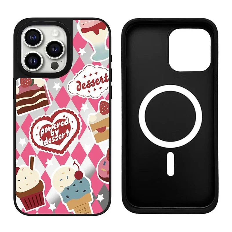 Plant Ice Cream Mirror iPhone 12 13 14 15 16 Pro Max Case - Protective iPhone Case with MagSafe