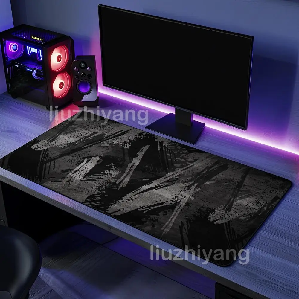 

Темно-серый текстурированный коврик для мыши, большой коврик для компьютерной офисной игры, настольный коврик XXL, резиновые противоскользящие коврики для клавиатуры с прошитыми краями, длинные настольные коврики