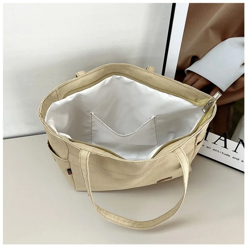 Canvas Large Capacity Shoulder Bag New Student Classroom Handbag Leisure and Simple Commuting Carrying Bag