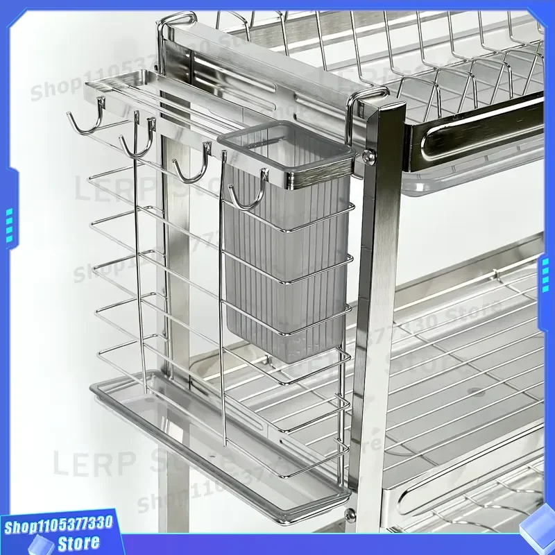 304 Stainless Steel Kitchen Countertop Dish Rack H Type Support Three Layer Storage Shelf Space Saving Design for Home