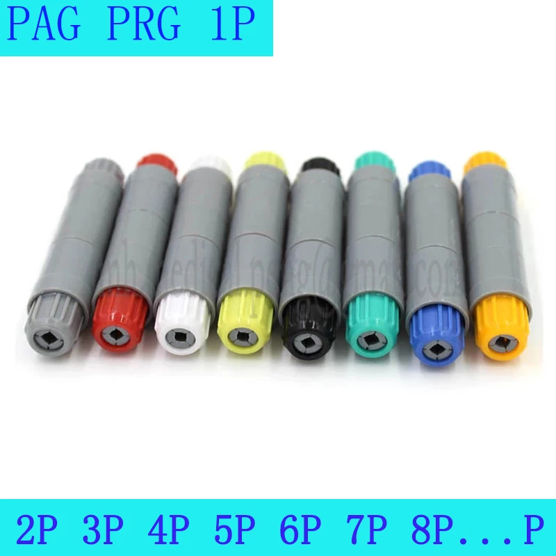 1 set of PAG PRG 1P 2 3 4 5 6 7 8 9 10 14 pin medical plastic push pull self-locking connectors, free male and female sockets