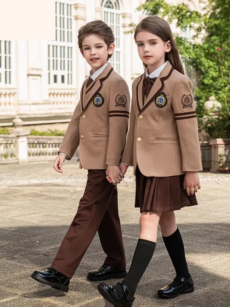 Uniforme della scuola primaria Set di abbigliamento primaverile e autunnale Ragazzi britannici Ragazze Scuola materna per bambini Classe Coro Performance Vestire