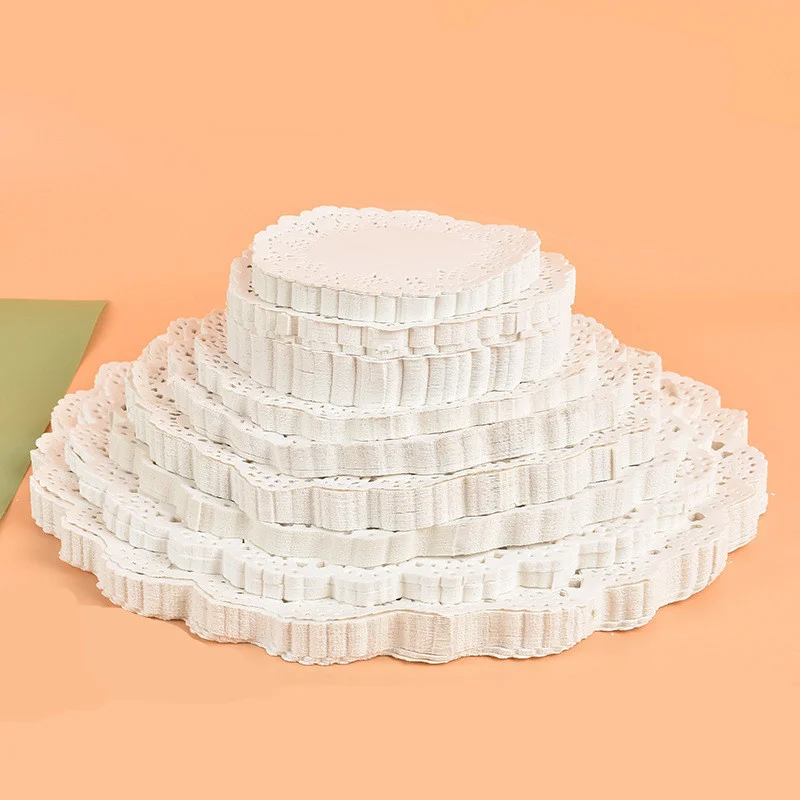 3.5″4.5″5.5″7.5″8.5″9.5-12.5″Lace Paper,Round Kitchen Food Paper/Oil Absorbent Paper/Doilies 100Pcs Placemats Baking Decor