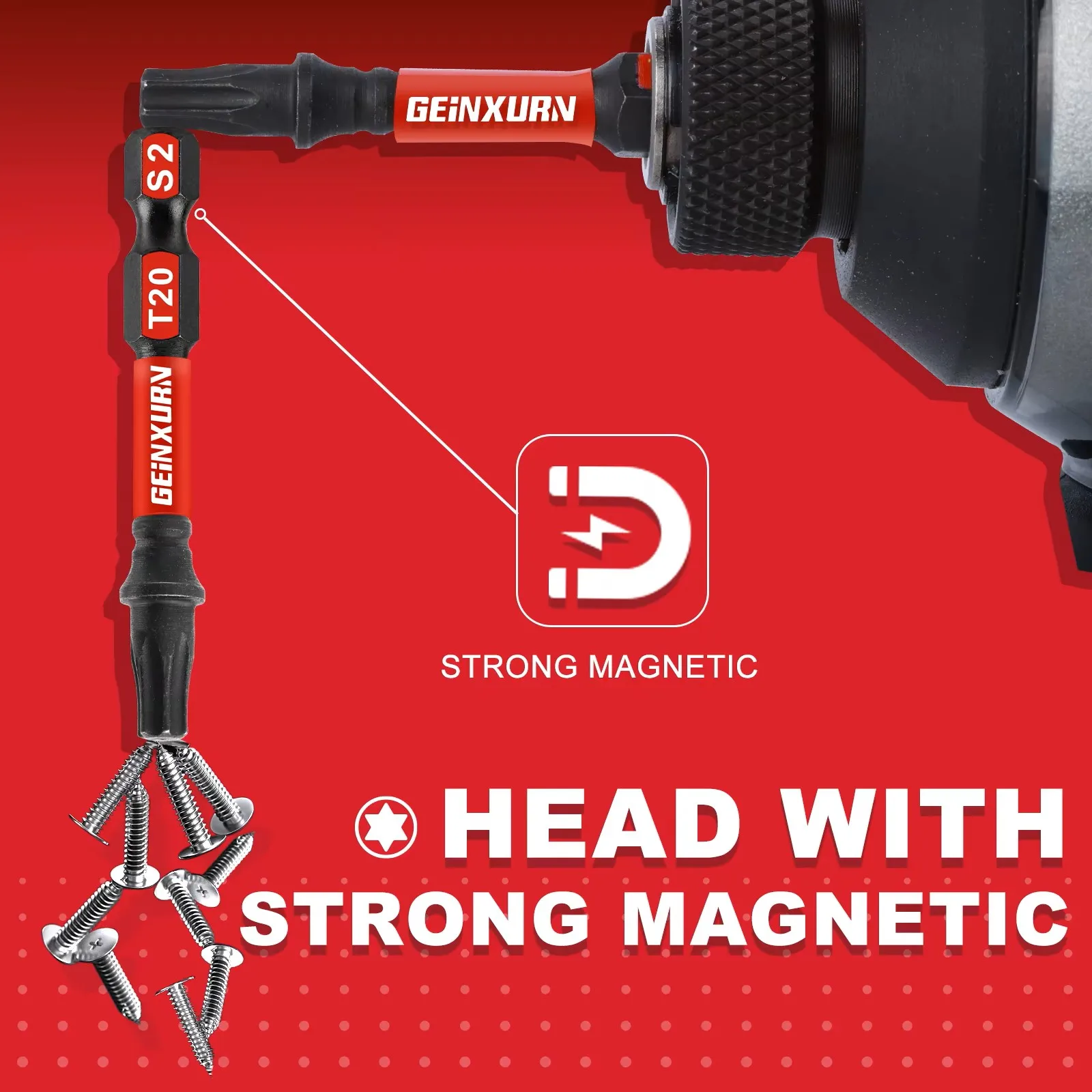 Geinxurn 2In S2 Magnetic T20 Torx Bits With Base, Motorcycle Repair Tools&Suitable for Motorcycle Maintenance - view 4