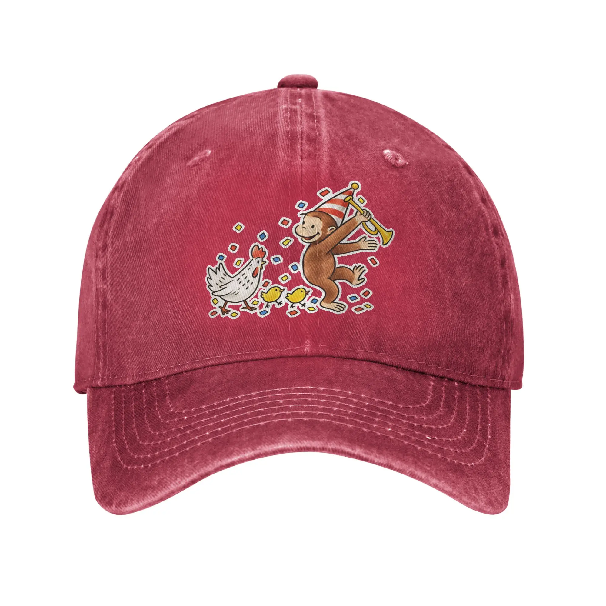Party monkey Curious George Print Caps for Men Women Cotton  Trucker Hat Daily Headwear Baseball Cap Adjustable