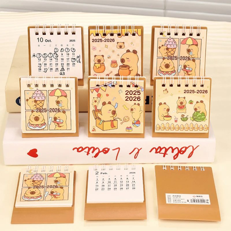 2026 Mini Simple Calendar Small Desk Calendar Creative Coil Calendar Planner Desktop Decoration Office Stationery