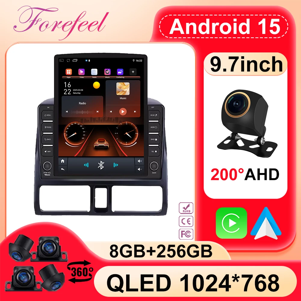 Android 15 para honda CR-V crv 2001 2002 2003 2004 2005 2006 carro automotivo multimídia player de vídeo navegação gps carplay screeo