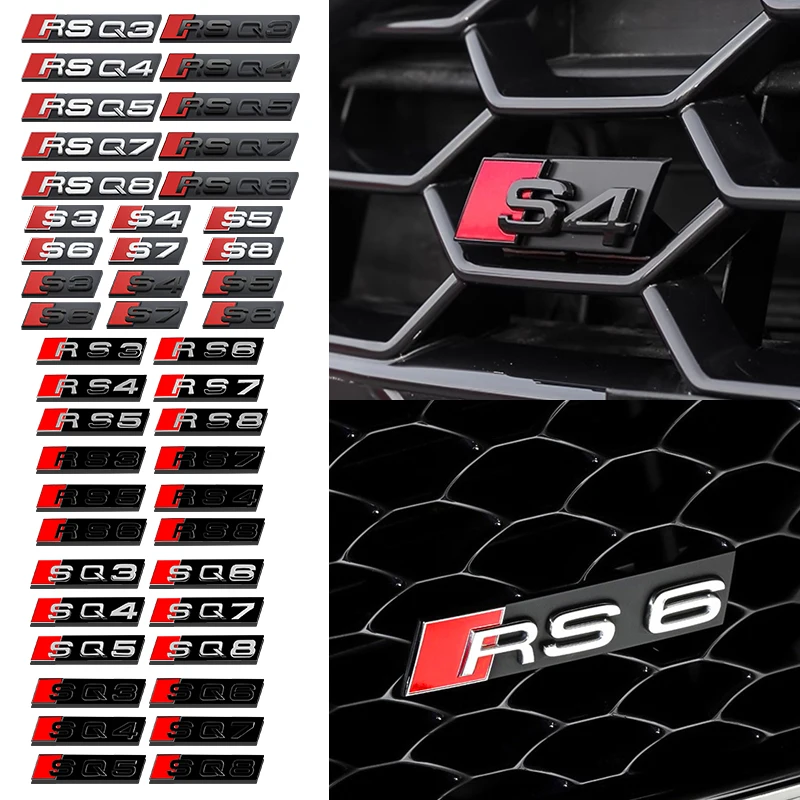 Значок эмблемы передней решетки автомобиля для Audi S3 S4 S5 S6 S7 S8 RS3 RS4 RS5 RS6 RS7 RS8 SQ3 SQ4 SQ5 SQ6 SQ7 SQ7 RSQ3 RSQ5 RSQ7 RSQ8