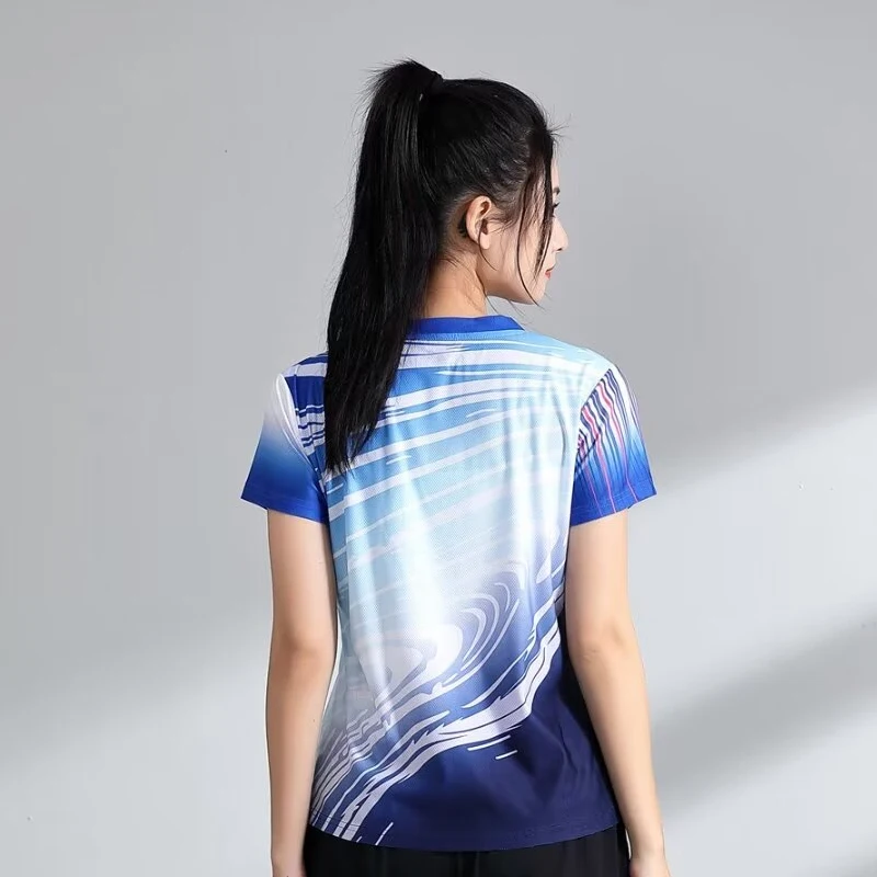 New White Tennis Shirt Badminton T-shirt for Women Quick Dry Summer Short Sleeve Volleyball Table Tennis Uniform Tops