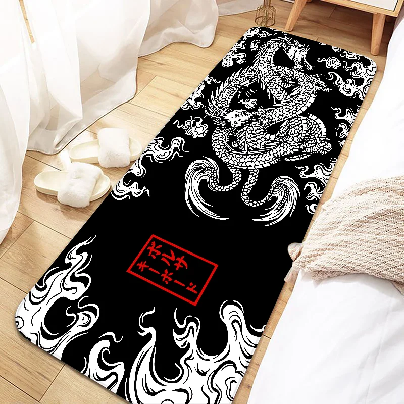 

Japanese Black Dragon Door Mat Entrance Non-slip Doormat Washable Kitchen Carpet Living Room Hallway Rugs Bathroom Bath