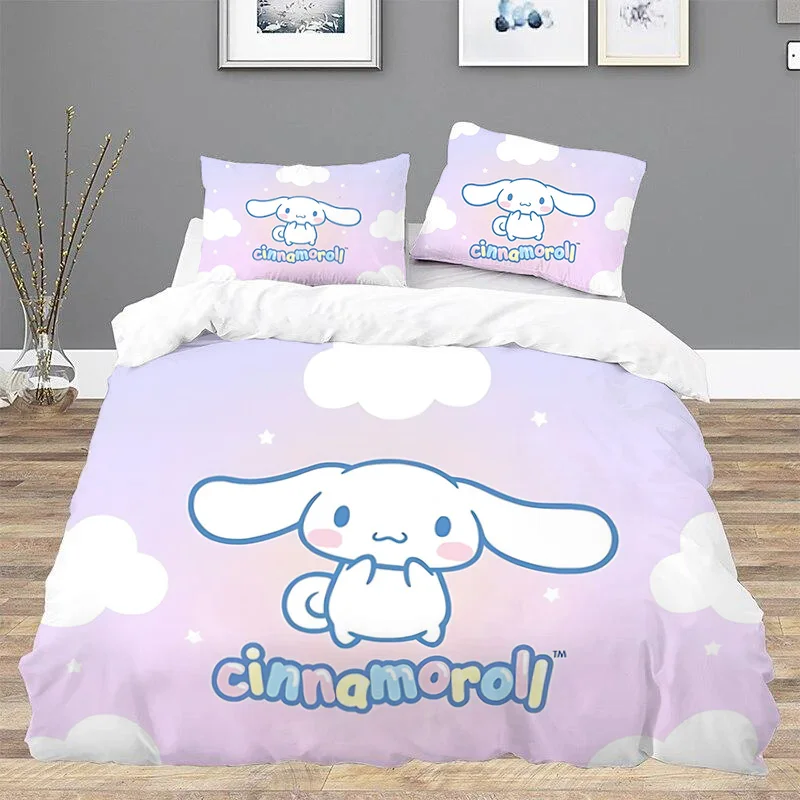 CinnamorollS Duvet Cover Set Bed Linen Sets Comforter Bedding Sets Twin Size Bedding Double Bed Sheets Queen Home Textile Garden