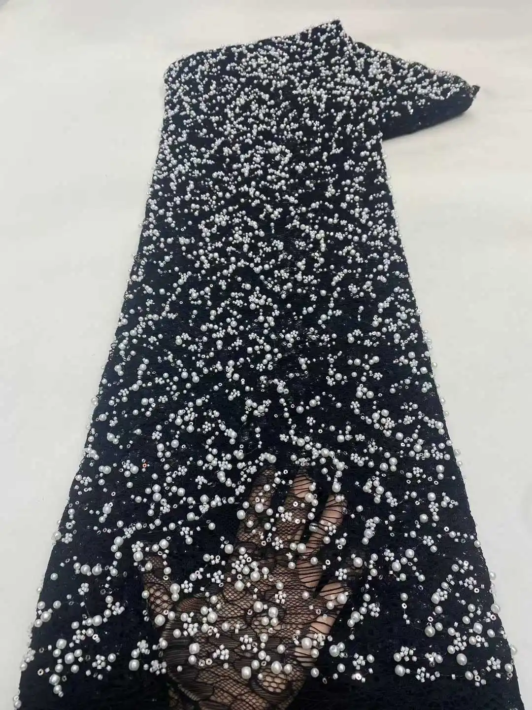 

African Lace Fabric New Arrival 2026 high Quality Orange Sequin Beaded Fabric Embroidery Lace Fabric for party dress ZX