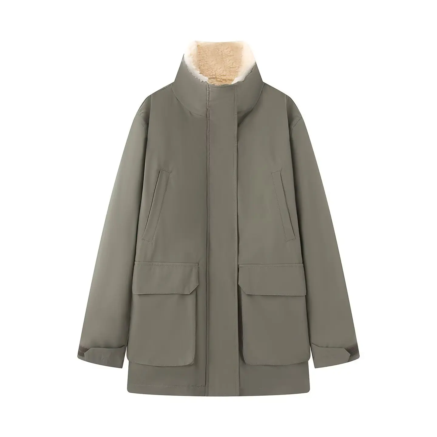 سترة نسائية للخريف من صوف الضأن فضفاضة وبسيطة ودافئة مقسمة ملابس خارجية غير رسمية وأنيقة ومتعددة الاستخدامات #2