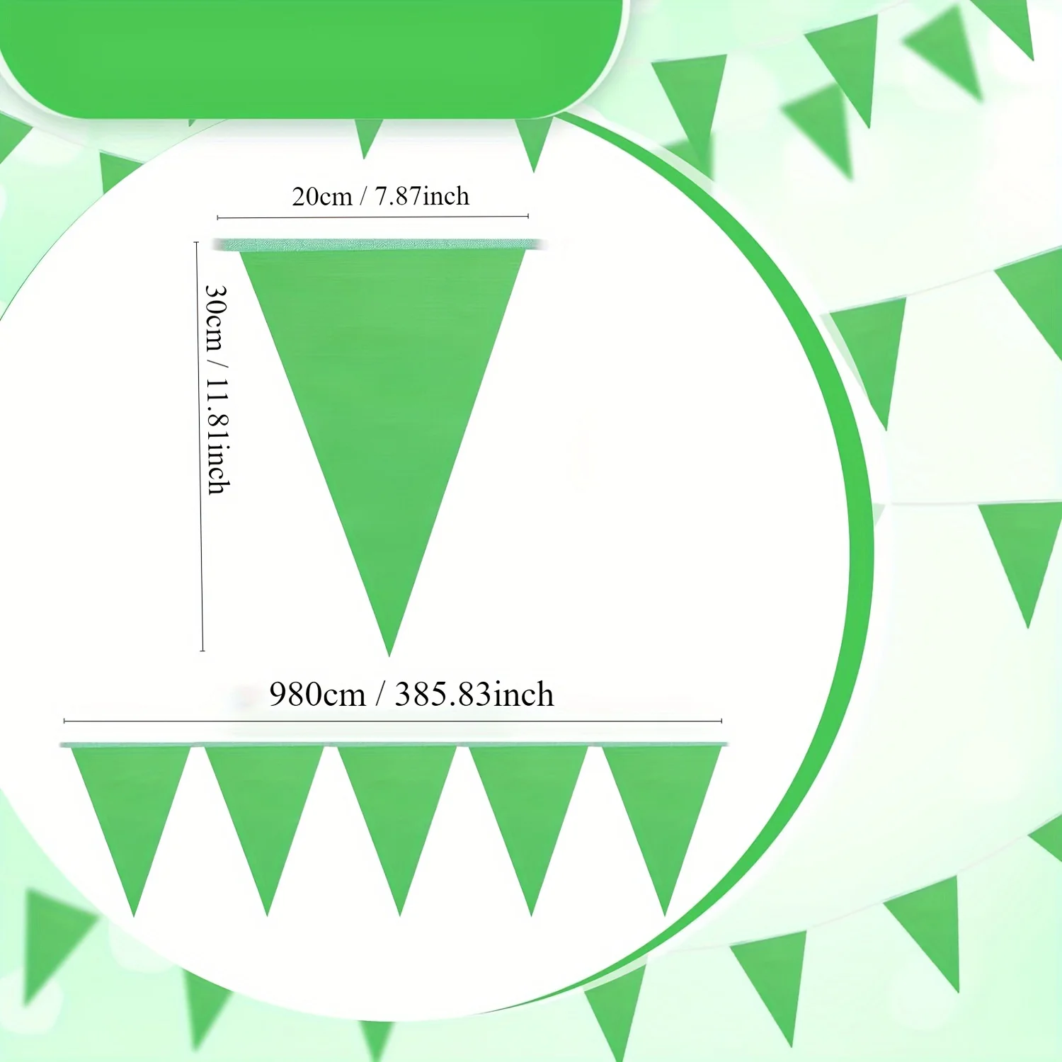 Flag Triangle Bunting Bulk Garland Grand Opening Mardi Gras Birthday Party Decoration Festival Celebration Outdoor (Green)