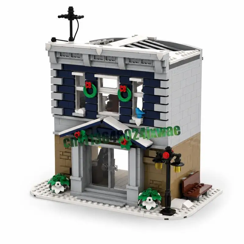 961Parts Winter Village Police Station MOC Street View Model Custom Puzzle Architecture DIY Assembly Educational Toy Gift Bricks