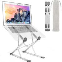 Laptop Desk Stand Adjustable Height, Aluminum Foldable Laptop Stand Computer Riser Ergonomic Portable Travel Laptop Holder Fit