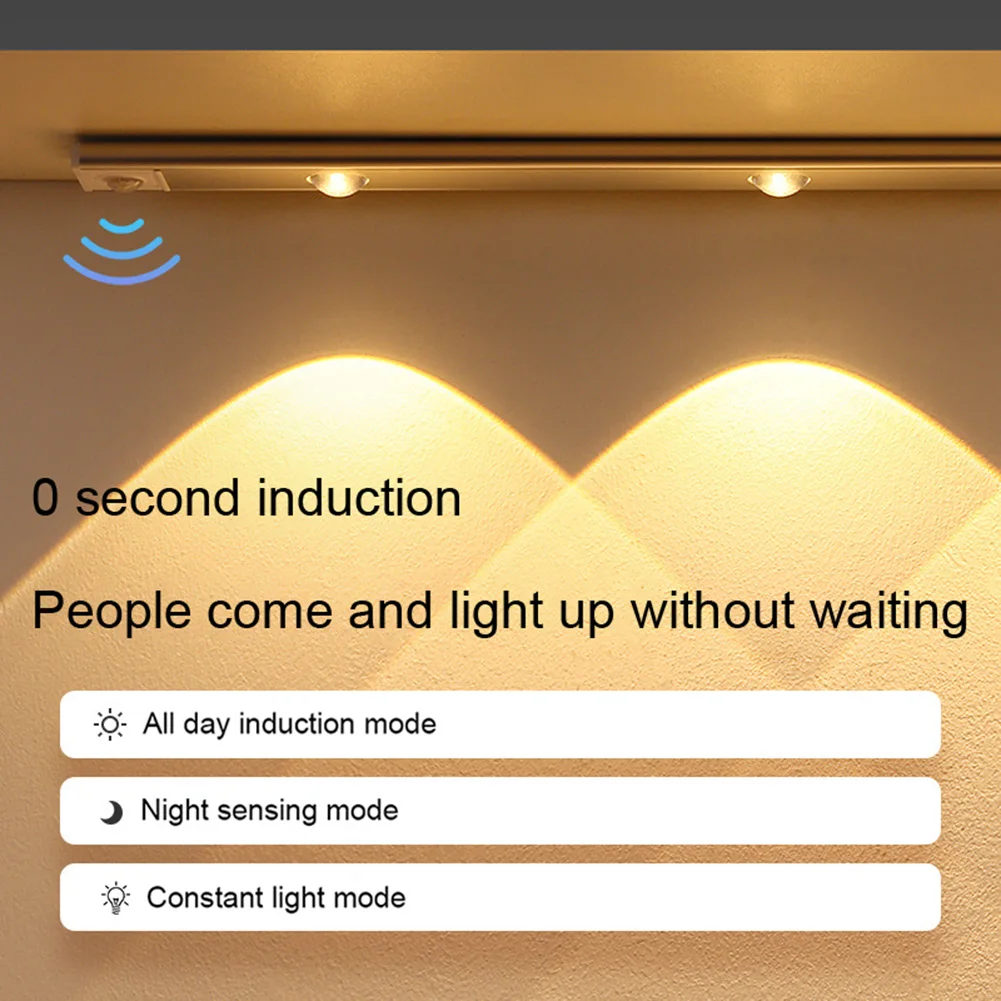 Motion Sensor LED Lights Ultra-thin Night Lamp USB Rechargeable Under Cabinet Lights 3 Color For Closet Lighting