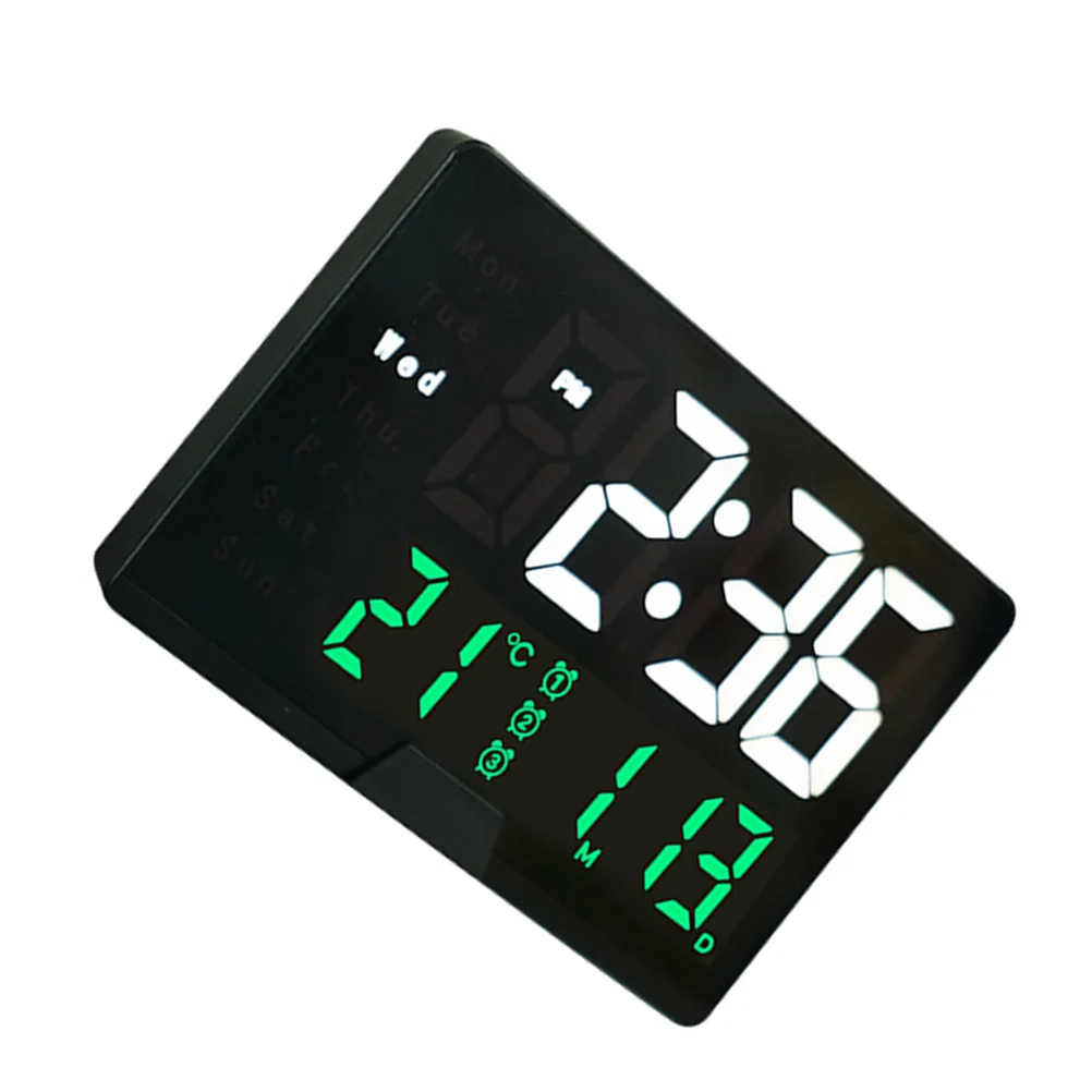 

Multifunctional Alarm Clock Digital Display Bedroom LED Clock Abs Material Large Numbers Desk Black Operated Home Decor