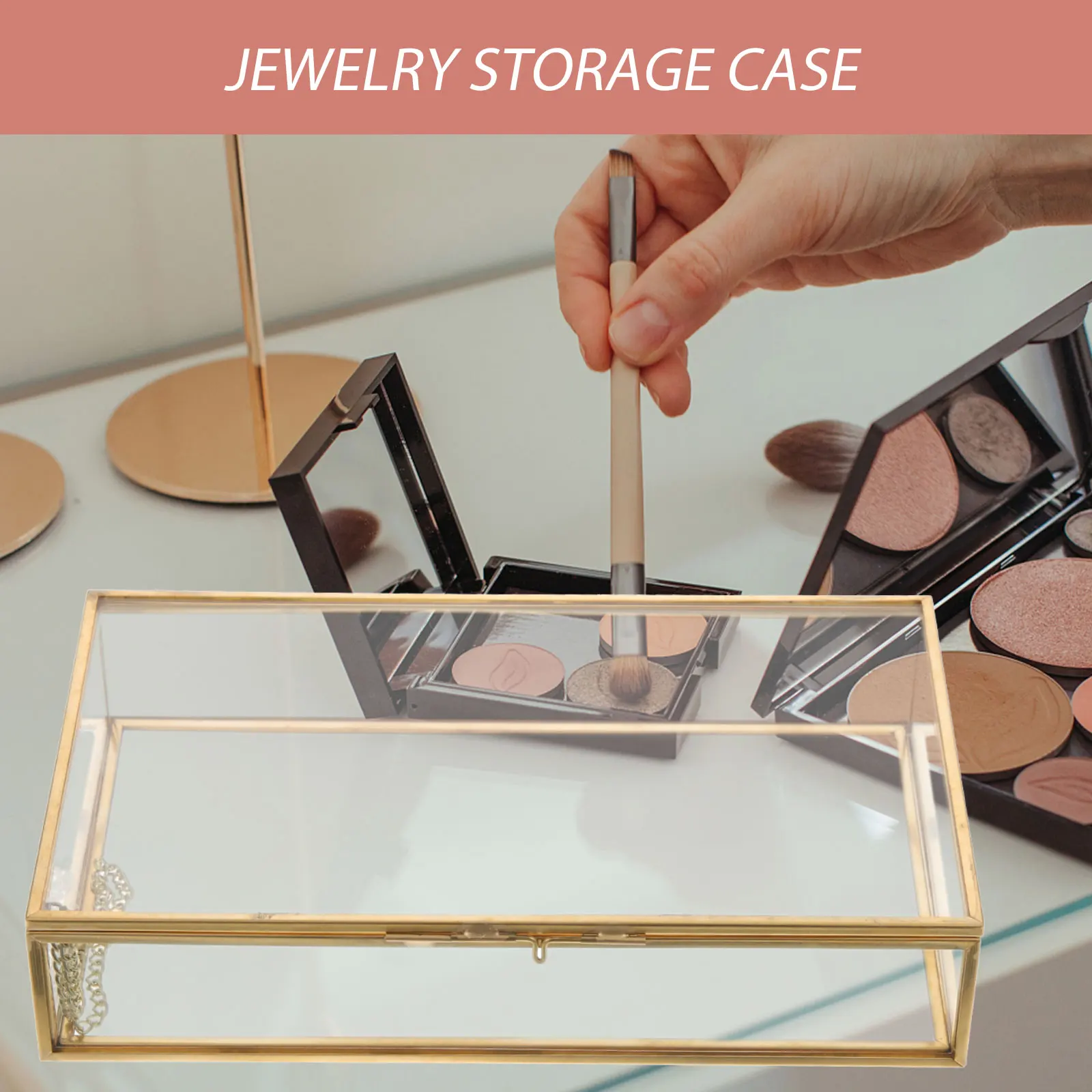 

Jewelry Storage Box Sturdy Container Vintage Style Case for Souvenir Glass Copper Organizer