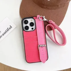 Suitable for iphone16 Alligator Pattern Card Mobile Phone Case 13promax Wristband Lanyard 12pro Anti-drop 11 Protection Cover