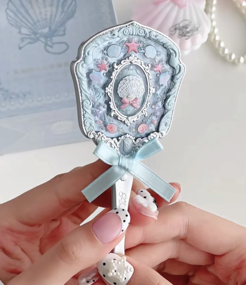 Flower Knows Shell Pearl Series Mini Mirror Portable Mirror Refrigerator Sticker Makeup Tool