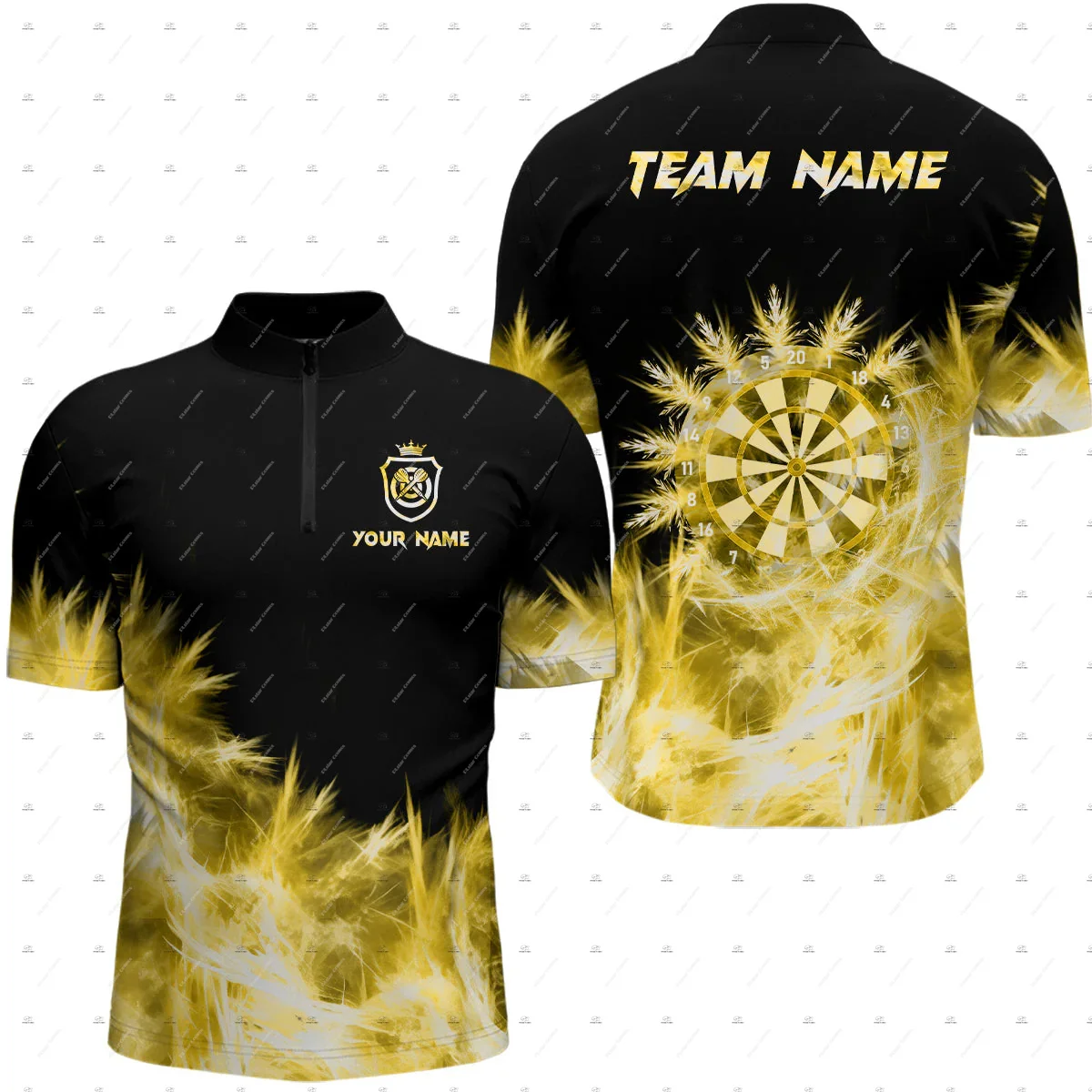 Custom Name Mesh Breathable Darts Skull Flame Graffiti Vintage 3DPrint Harajuku Summer Short Sleeve Zipper Polo Jersey Shirts A6 view 6
