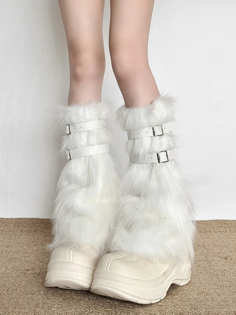 

Sisjuly Street Style Adjustable Leather Buckle Design Soft Cute Furry Casual Pants Women's Autumn Low Waist Polyester Fiber