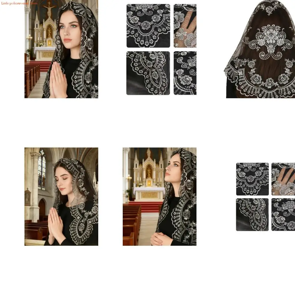 

F92D Стильная шаль из полиэстера с кружевной вышивкой, идеально подходящая для молитв и свадеб