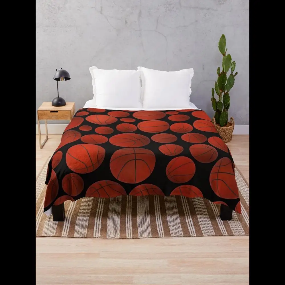 

Basketball Pattern Throw Blanket Soft Cozy Plaid Design for Couch or Bed Perfect Gift Idea for Sports Fans Living Room Decor Hom