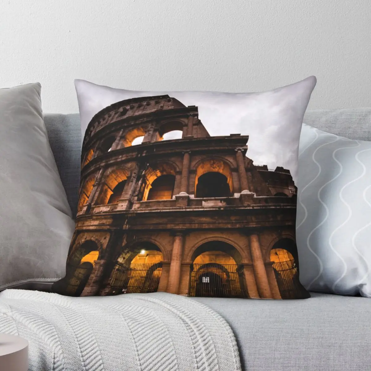 The Empire Colosseum At Dusk Italy Square Pillowcase Polyester Linen Velvet Creative Decor Throw Pillow Case Room Cushion Cover