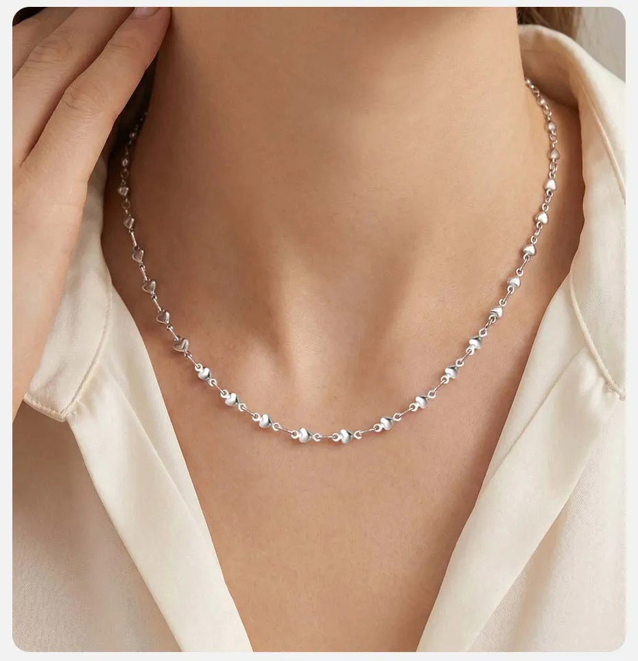 Vnox Minimalistische Herz-Gliederkette Trendige Edelstahl-Halskette für Party und Alltag – Detail 3