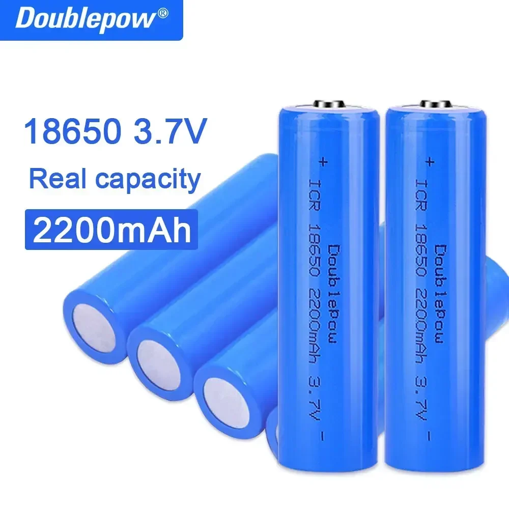 True capacity 100% new original Doublepow 18650 battery 3.7v 2200mah 18650 rechargeable lithium battery for flashlight batteries