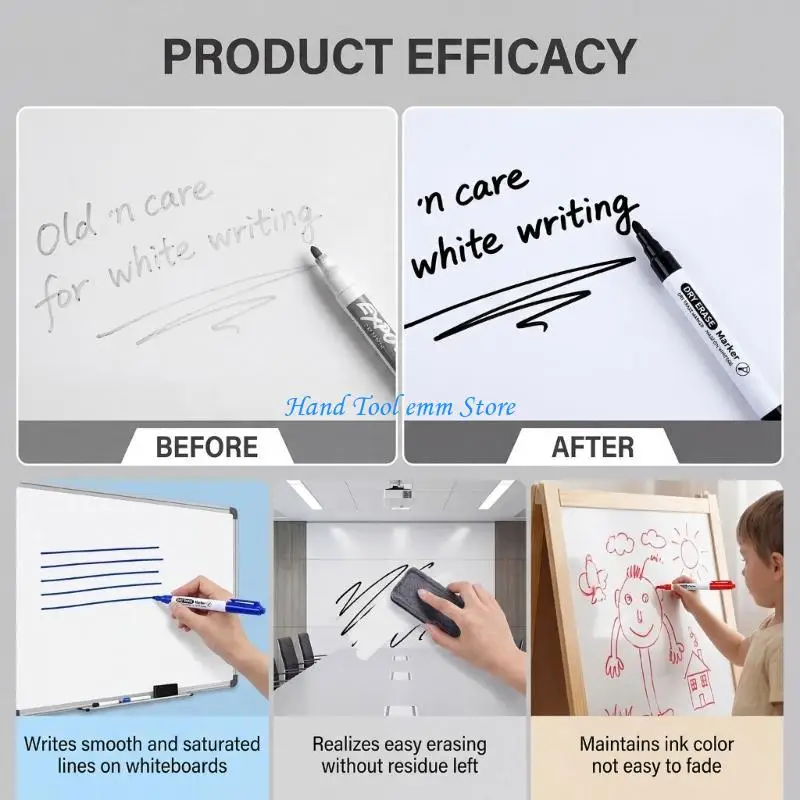 H37F 3Pcs Double Ended Colored Whiteboard Marker Water Based Inks Quick Dry Erasable Marker for School Offices Whiteboard
