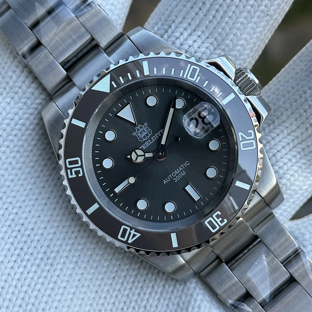 

SD1953 Серый циферблат из нержавеющей стали NH35 Часы Steeldive 40,5 мм STEELDIVE Бренд с сапфировым стеклом Мужские дайверские часы hombre