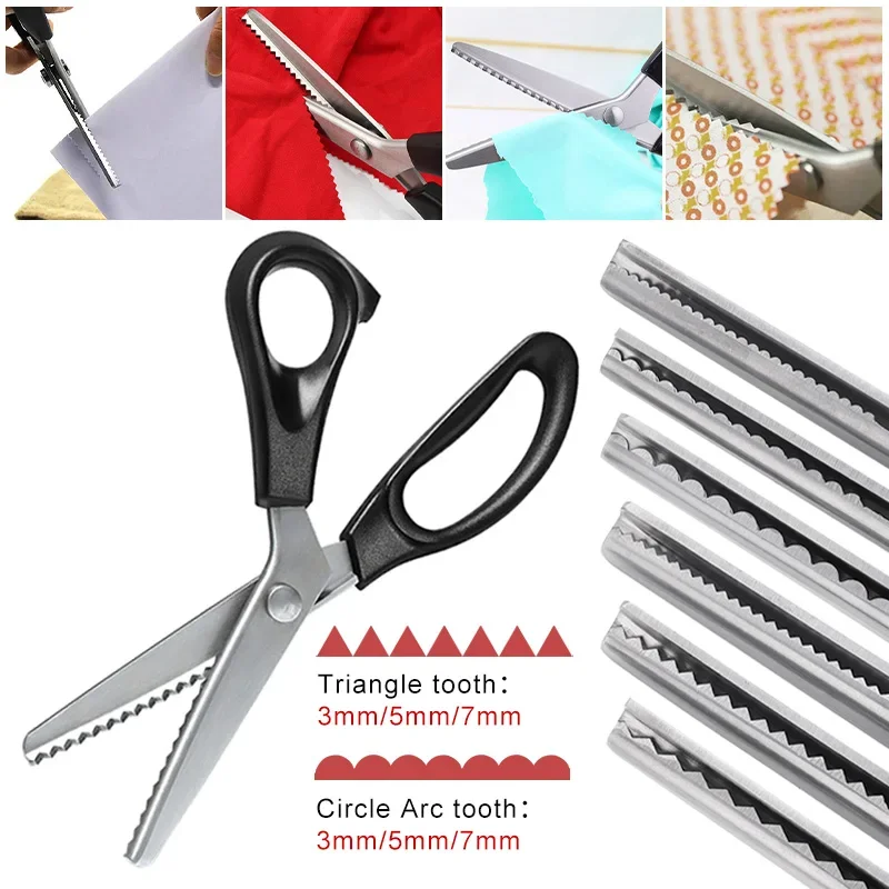 

Stainless Steel Pinking Shears Fabric Sewing Scissors Professional Crafts Dressmaking Zig Zag Cutter Sewing Accessories Tools