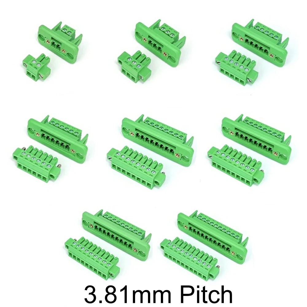 1Set 15EDGWC 3.81mm Pitch Through Wall Pluggable PCB Terminal Block Connector 2/3/4/5/6/8/9/10/12Pin Plug + Pin Header Socket