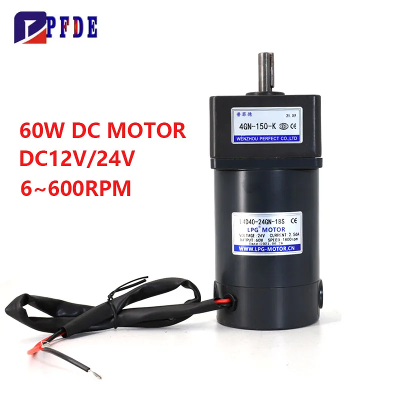 60W DC Gear Reduction Motor+ 4GN Gearbox Forward and Reverse Speed Regulation DC Motor 12V 24V for Packaging Machine