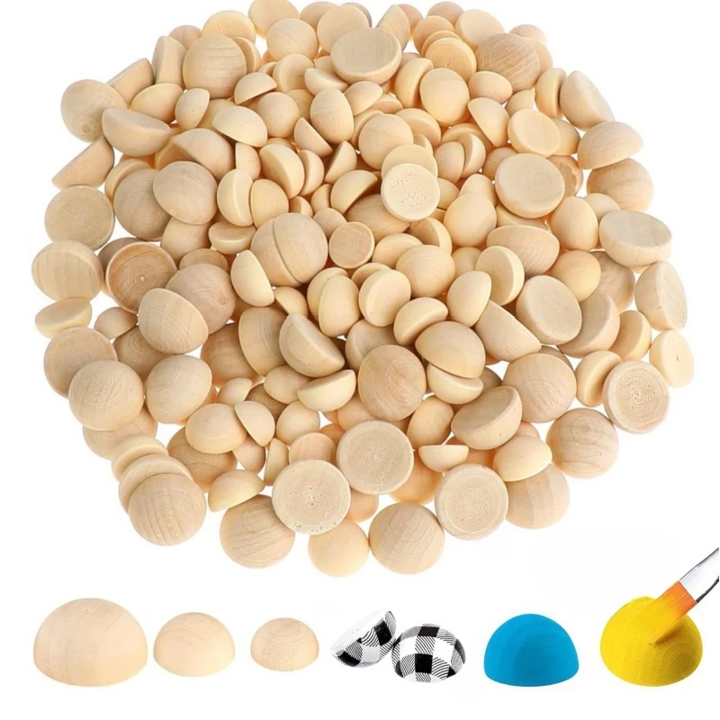 10-30mm Natürliche Halbe Holzperlen Unbehandelte Gespaltene Holzkugeln für DIY-Bastelarbeiten Kinderkunstzubehör Heimdekoration – Detail 1