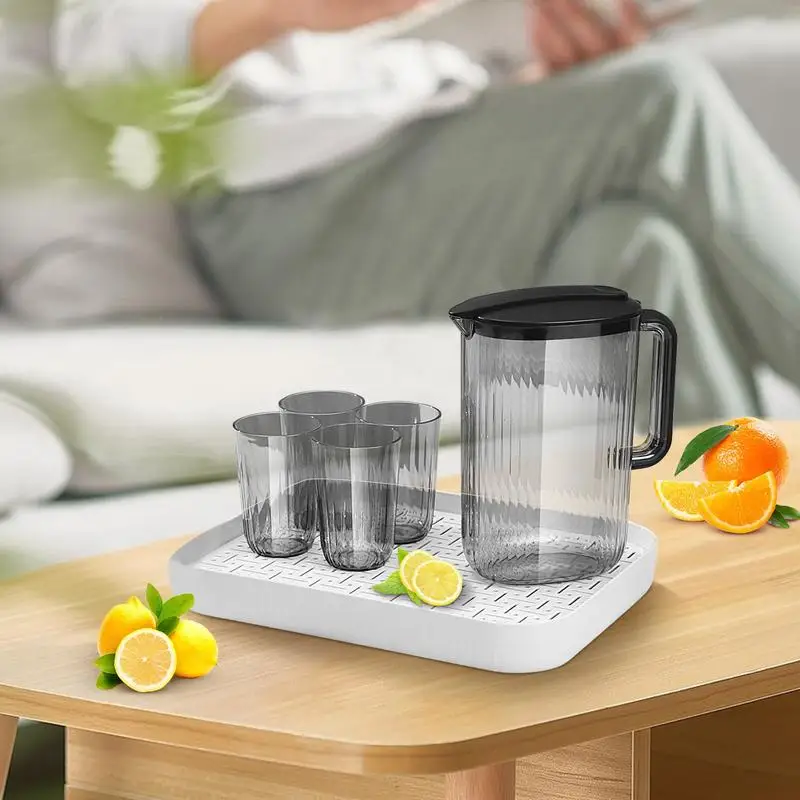 Water Pitchers 2L Drinking Pitcher Tea Pitcher Juice Container With 4 Cups Juice Jugs Water Cup Set For Lemonade Juice Cold