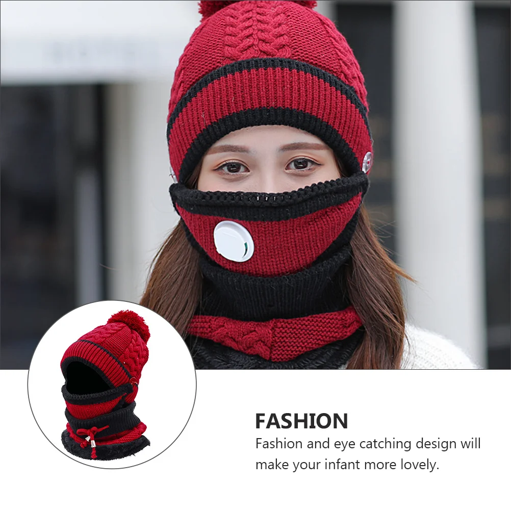 1 مجموعة الحياكة قناع كاب منديل مجموعة لافتة للنظر تصميم ملابس الشتاء الدافئة أنيق مجموعة الإكسسوارات وشاح مجموعة