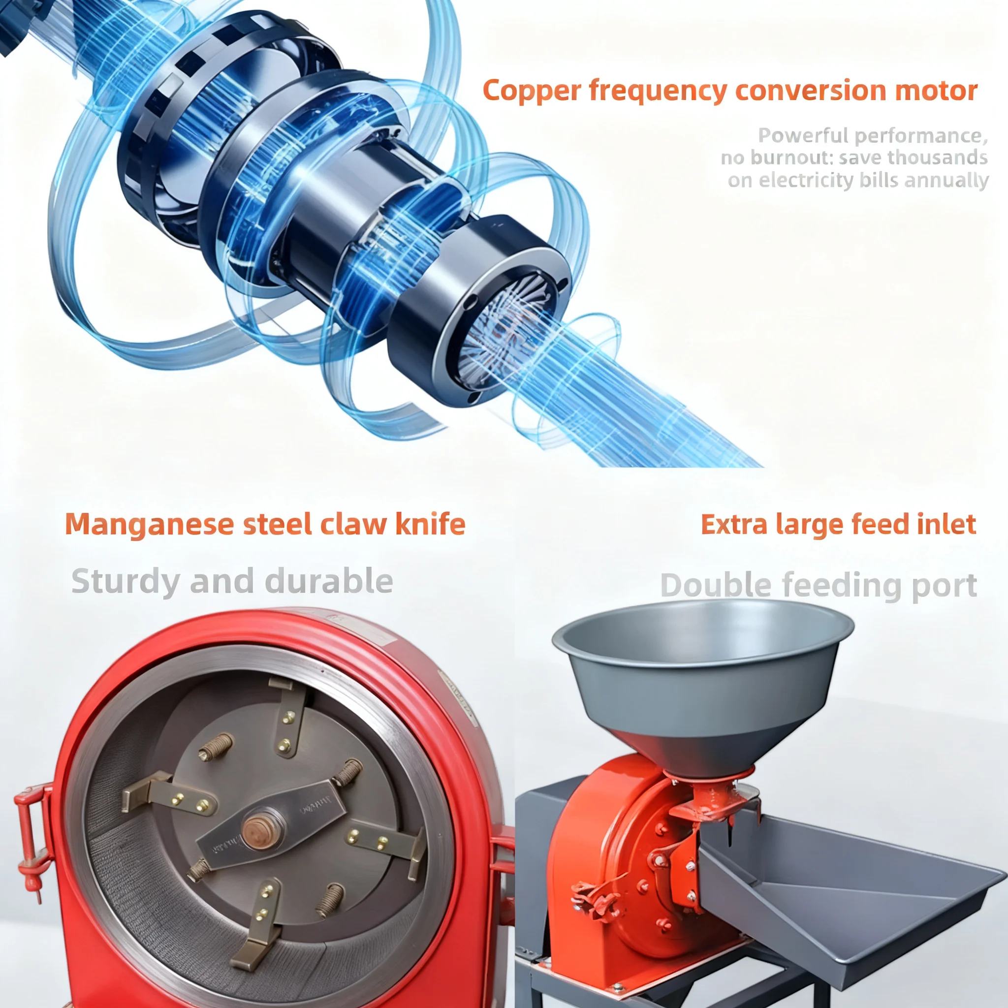 Multi functional feed, corn, small grain grinder, and traditional Chinese medicine grinder for livestock and poultry breeding